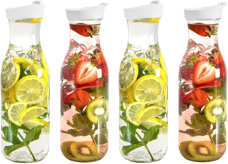 DilaBee Large 50 Oz Round Carafes Pitchers for Drinks, Milk, Smoothie, Iced Tea, Water, Juice pit... | Amazon (US)