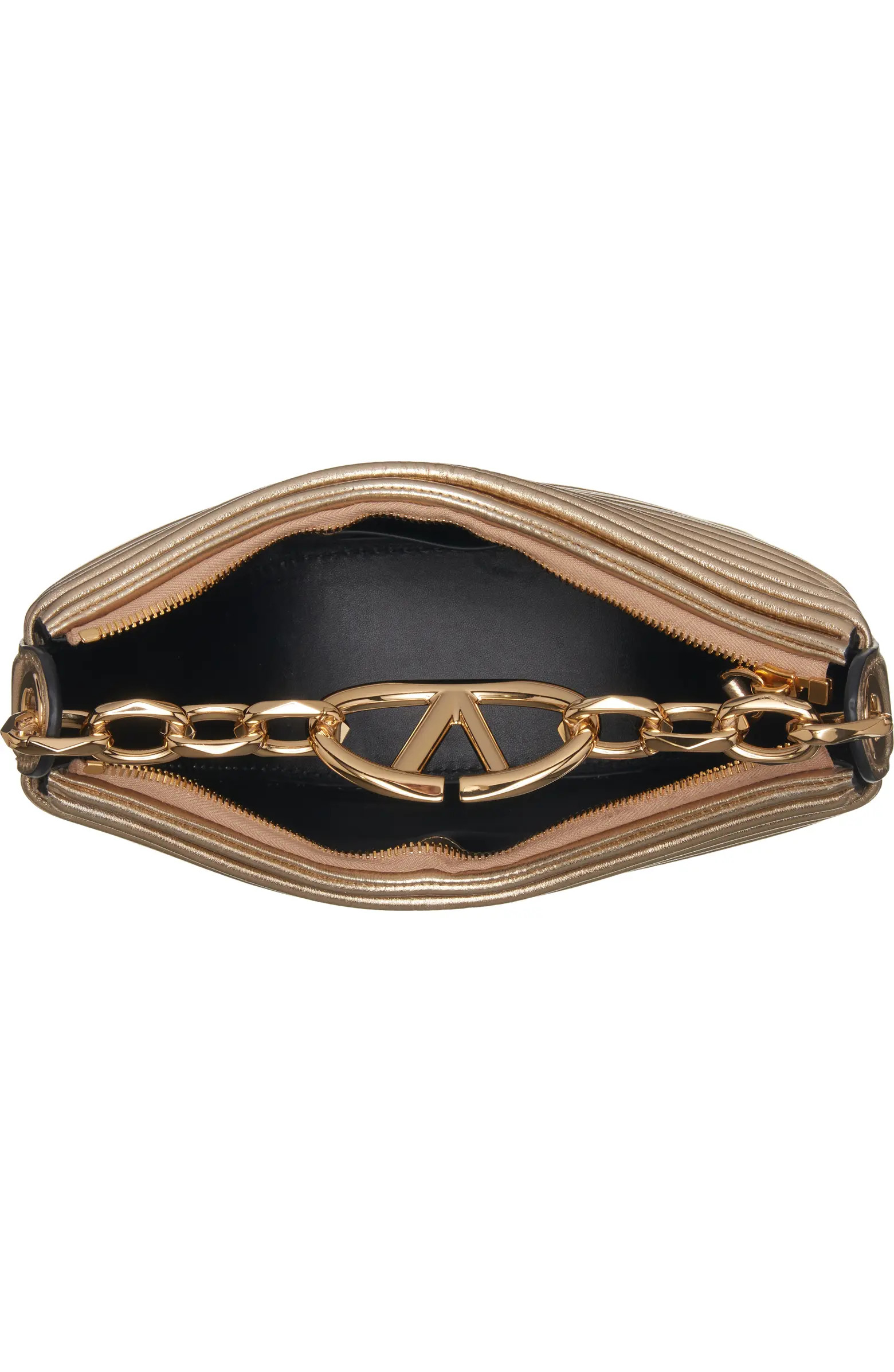 Valentino Garavani Small VLOGO Moon Metallic Lambskin Hobo Bag with Chain | Nordstrom | Nordstrom