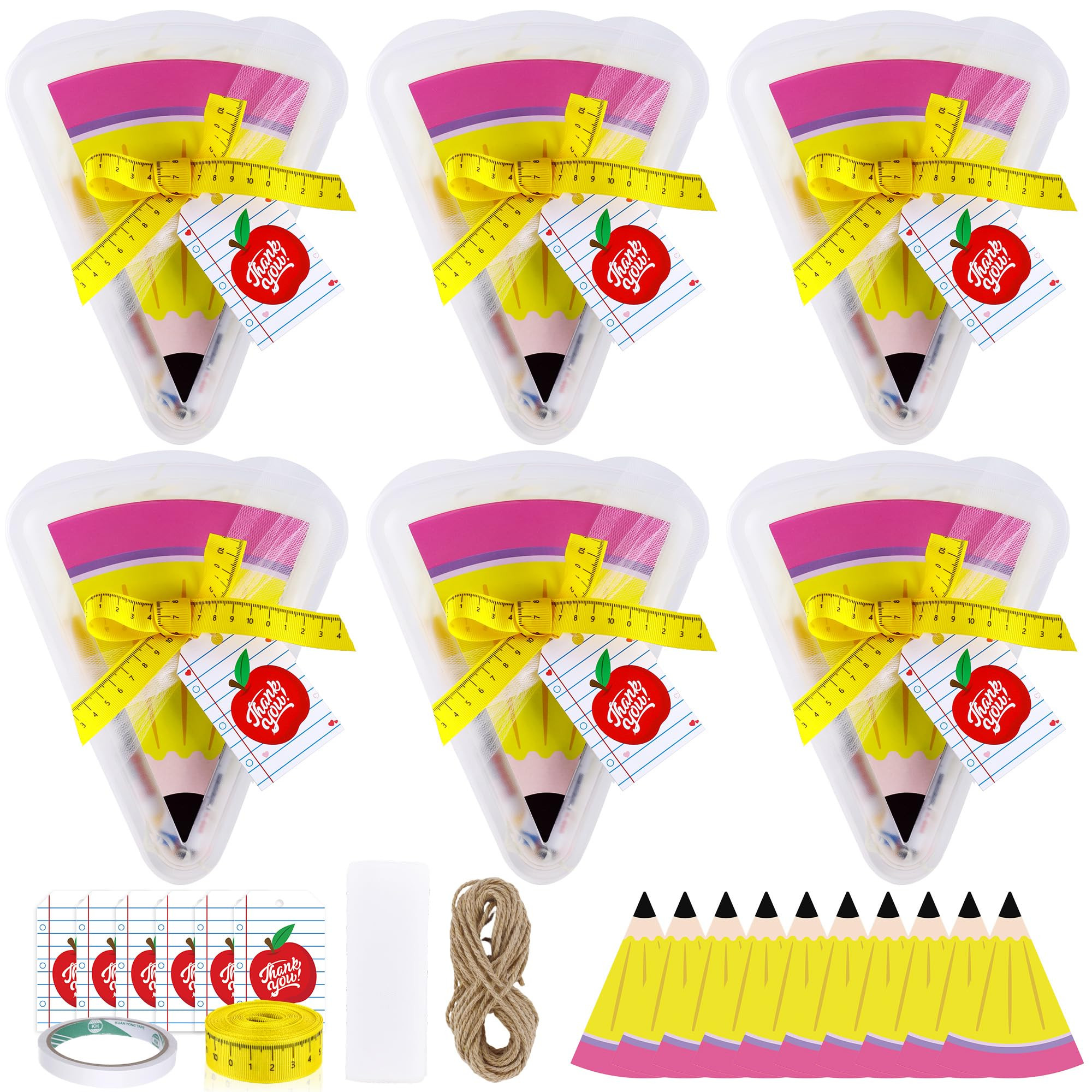 6 Set 9.05*7.28 in Large Teacher Appreciation Gifts Box with Apple Cards Ruler Ribbon Mesh, Reusa... | Amazon (US)