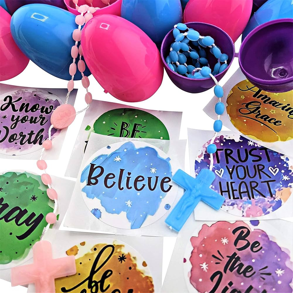 Easter Egg Set | 24 Pack | Vatican Edition | Blue - Pink - Purple Eggs (24) | Plastic Catholic Cr... | Amazon (US)