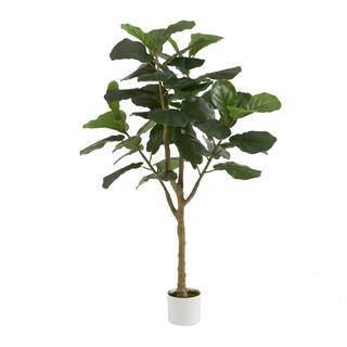 StyleWell 4ft Faux Fiddle Leaf Fig Tree in White Pot T4440 - The Home Depot | The Home Depot