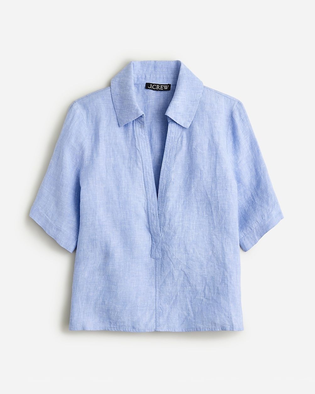 V-neck popover shirt in linen | J.Crew US