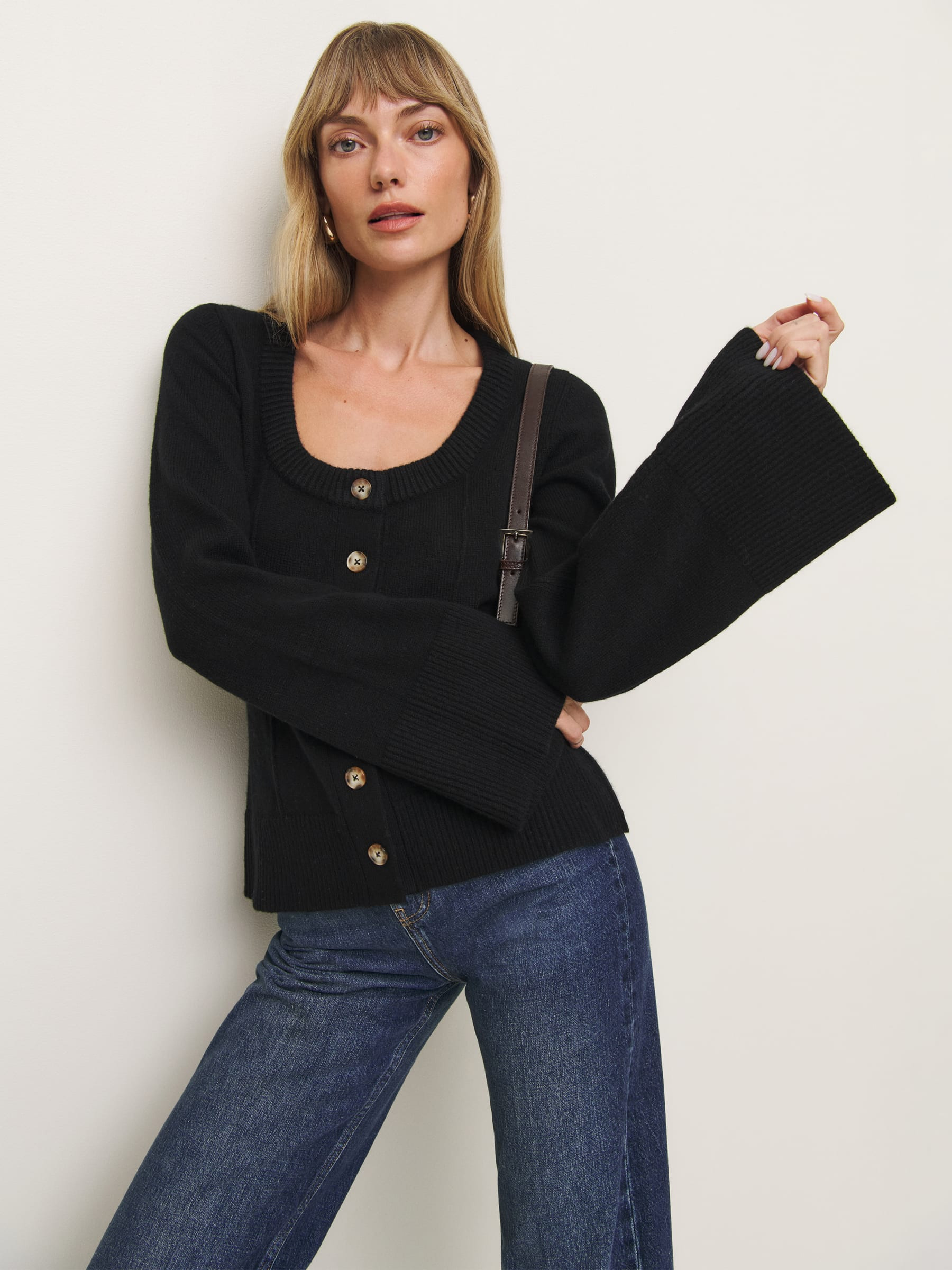 Karina Regenerative Wool Scoop Neck Cardigan | Reformation (Global)