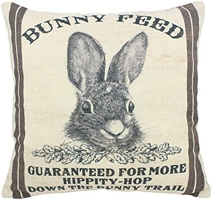 Easternproject Vintage Bunny Feed Sack Cotton Linen Easter Throw Pillow Case Burlap Poultry Decorati | Amazon (US)