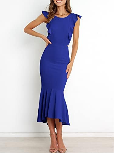 ANRABESS Women Summer Sleeveless Formal Midi Dress Backless Bodycon Mermaid Wedding Guest Cocktai... | Amazon (US)