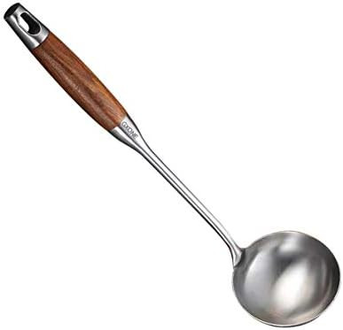 Soup Ladle,304 Stainless Steel Cooking Ladle Spoon Wok Tools with Long Wooden Handle Heat Resista... | Amazon (US)