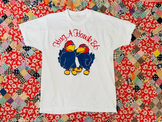 Vintage 1980s 86 Hug a Hawk KU Jayhawks Basketball Vintage | Etsy | Etsy (US)