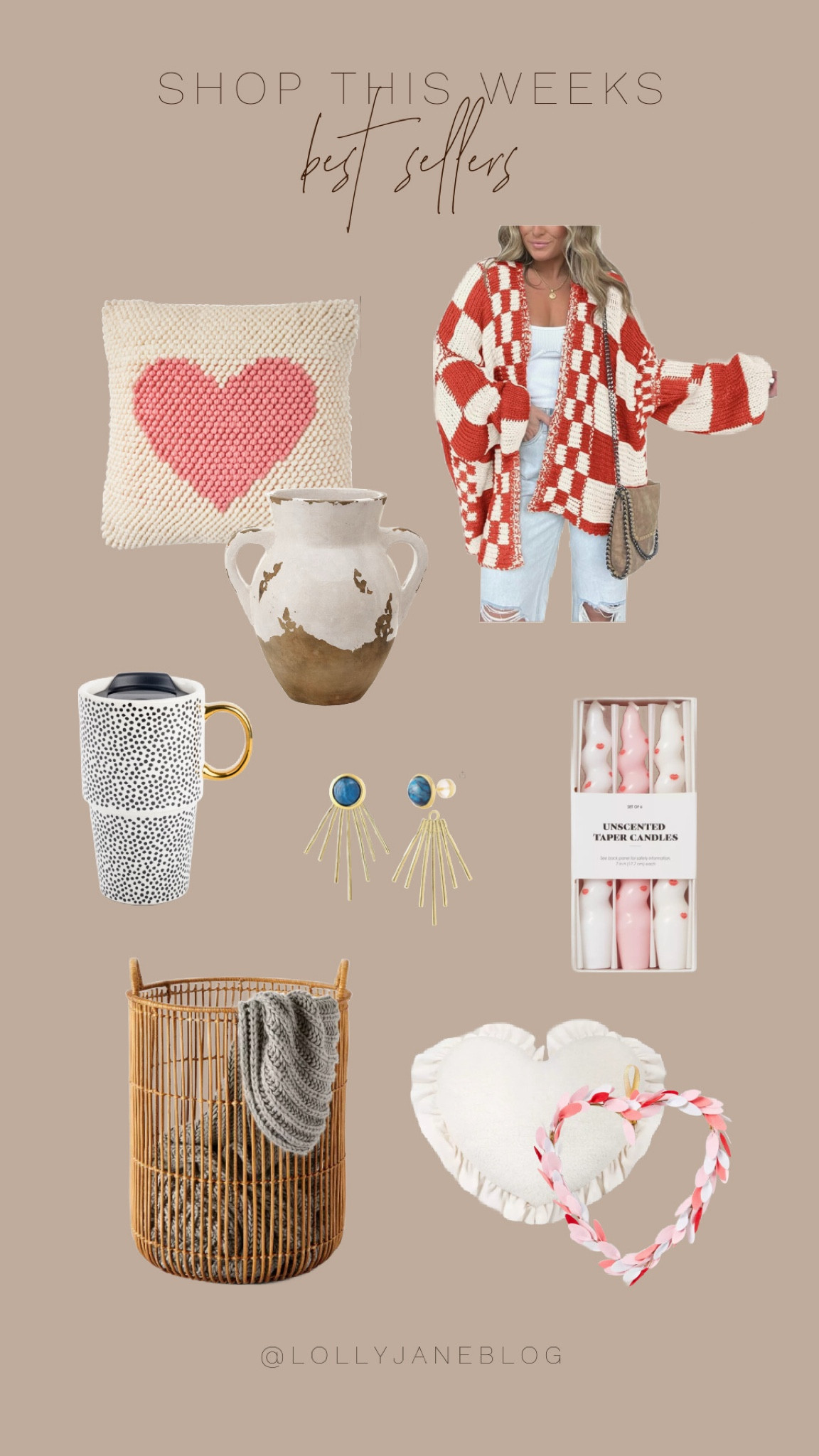 Shop this weeks best sellers! 🫶🏻

This weeks best sellers are from Walmart, Target, Amazon, and Pottery Barn. From adorable checkered sweaters and cardigans, to all the Valentines day home decor. Vases, wicker baskets, mugs, and jewelry. These best sellers are perfectly curated 💕

#LTKSeasonal #LTKHome #LTKGiftGuide