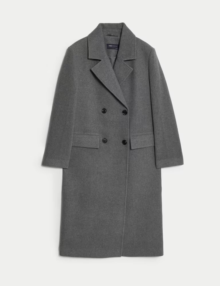 Double Breasted Longline Coat with Wool | Marks & Spencer (UK)