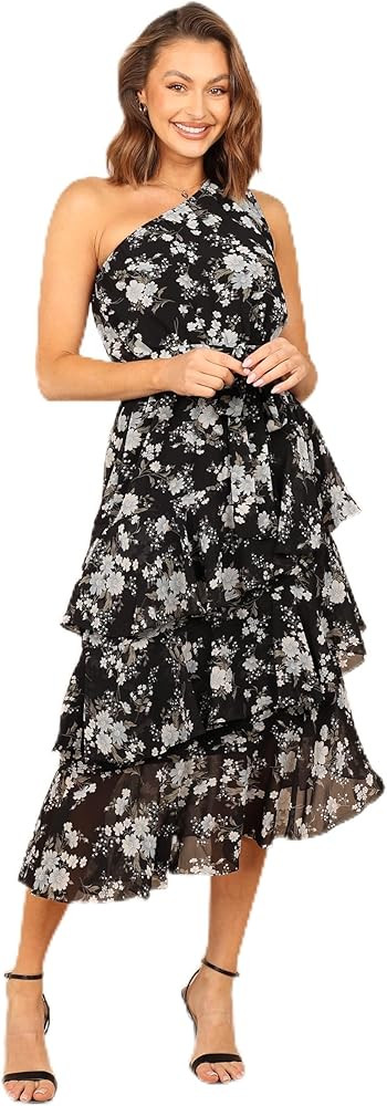 Petal & Pup Women's Brigette One Shoulder Tiered Midi Dress | Amazon (US)