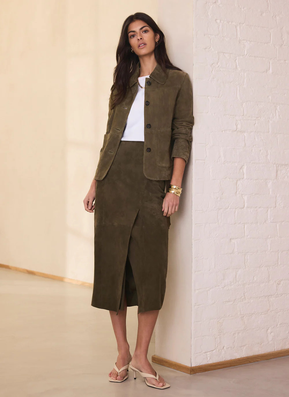 Tan Suede Pocket Detail Jacket | Mint Velvet