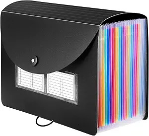 Sooez 24 Pockets Expanding File Folder with Blank Labels, According File Organizer with Expandabl... | Amazon (US)