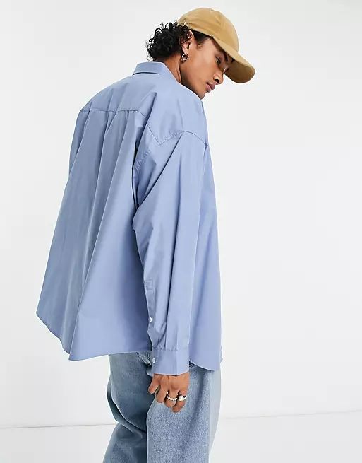 ASOS DESIGN extreme oversized dad shirt in blue | ASOS | ASOS (Global)