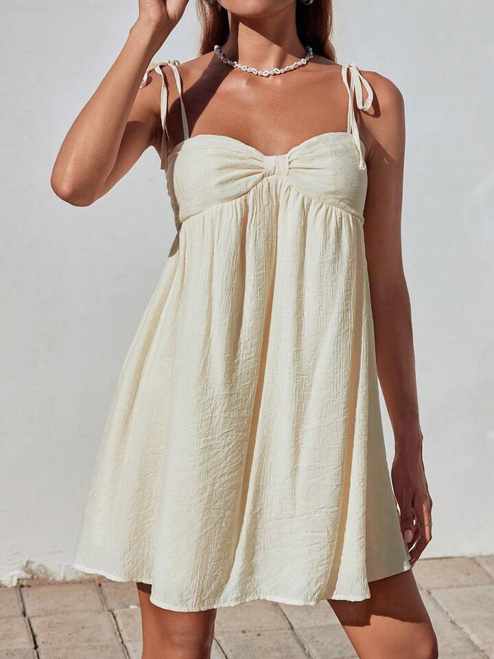 SHEIN EZwear Solid Color Casual Daily Wear Women Spaghetti Strap Dress For Spring And Summer | SHEIN