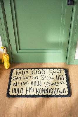 International Greetings Printed Coir Doormat | Anthropologie (US)