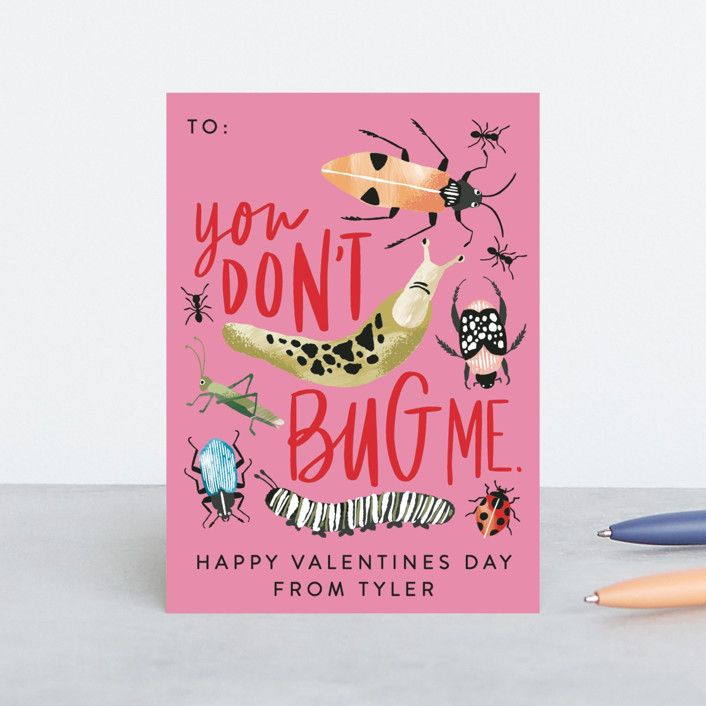 "You Don't Bug Me" - Customizable Classroom Valentine's Cards in Green by Alethea and Ruth. | Minted