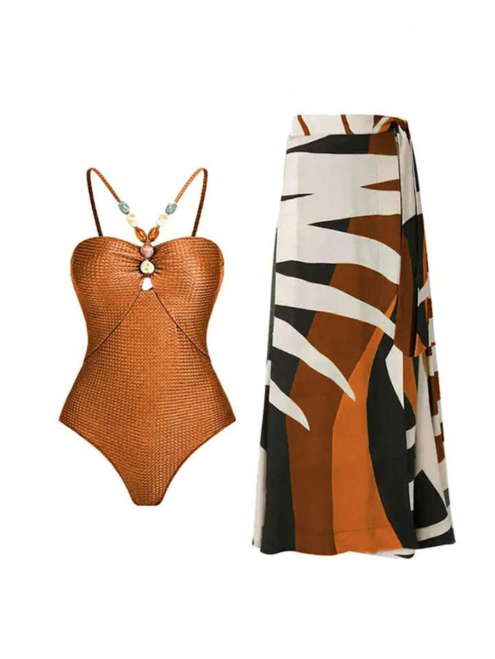 Swimsuit Vintage Estilo Europeu E Americano 2023, Traje De Banho Conservador De Uma Peça Com Al... | SHEIN