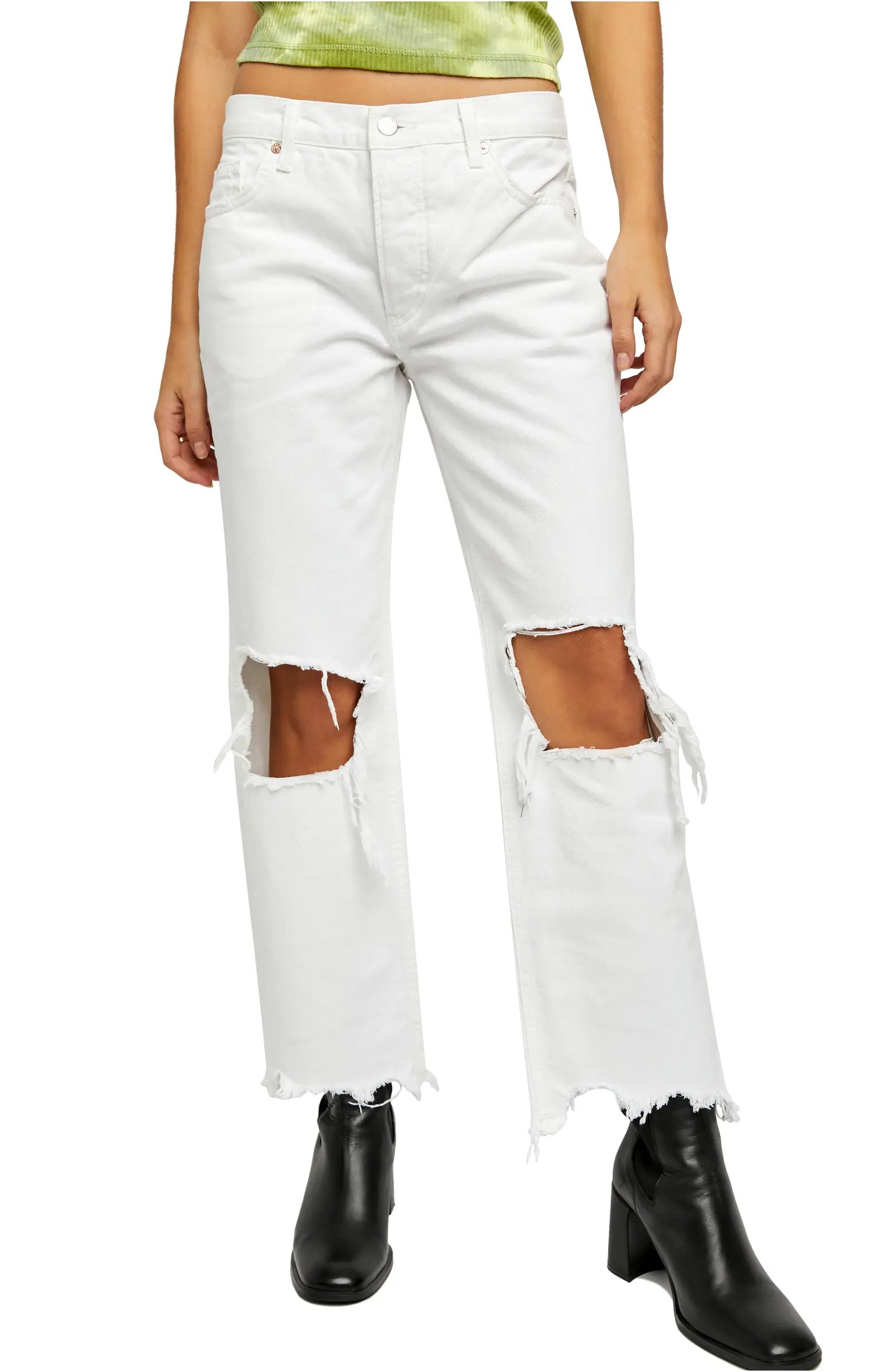 Maggie Mid Rise Ripped Straight Leg Jeans | Nordstrom