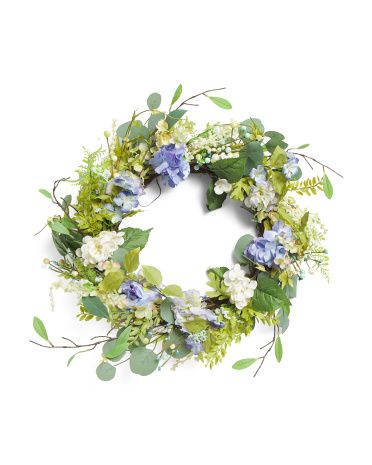 26in Eucalyptus And Hydrangea Floral Wreath | TJ Maxx