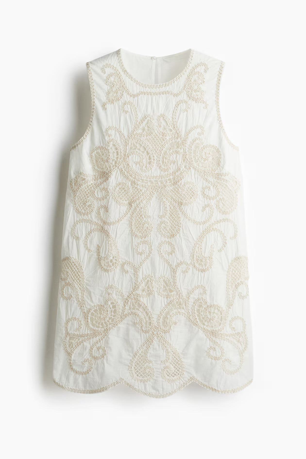 Vestido recto con bordado inglés | H&M (FR, IT, ES, PT, BE)
