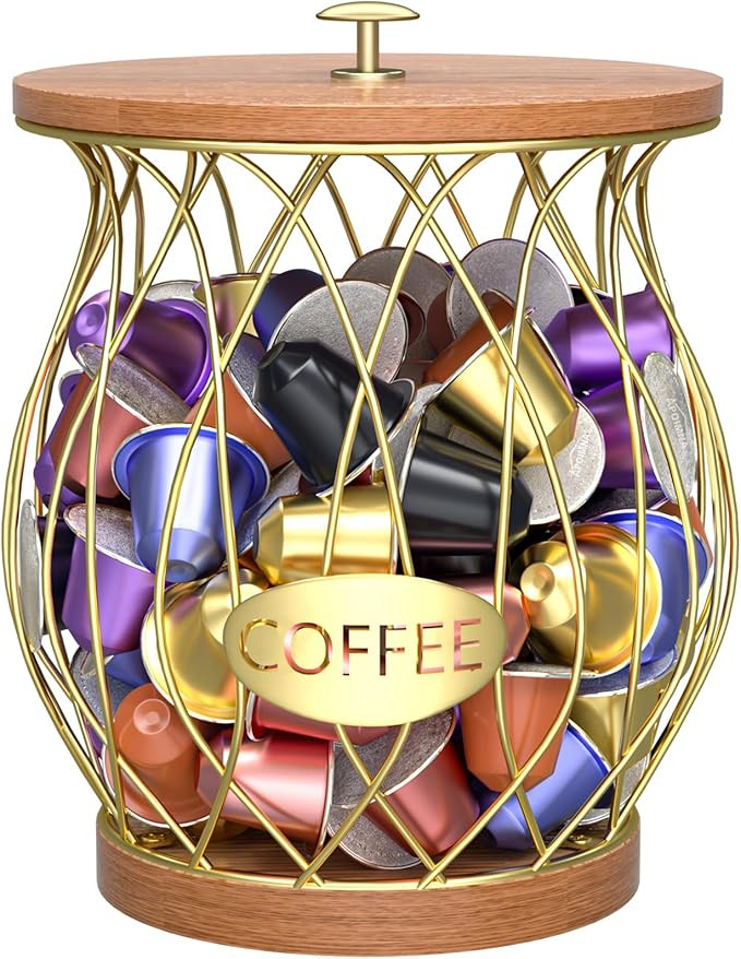 Coffee Pod Holder, Gold K Cup Holder for Counter, Coffee Pods Storage Organizer for Coffee Bar Ac... | Amazon (US)