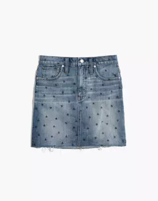 Stretch Denim Straight Mini Skirt: Heart Print Edition | Madewell