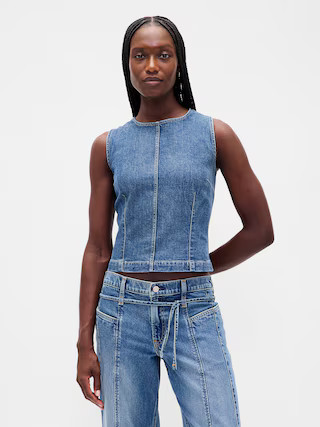 Denim Crop Shell Tank Top | Gap (US)