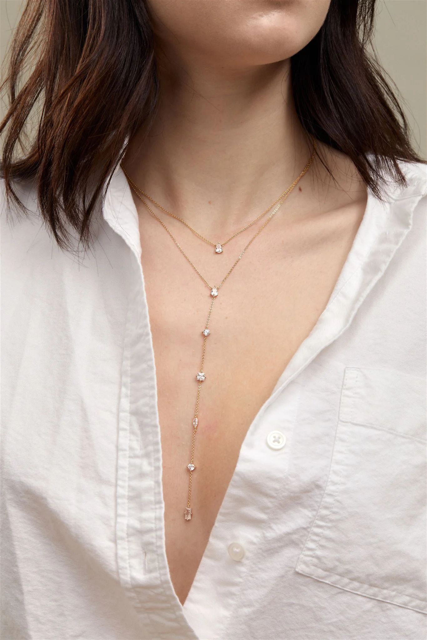 Double Lariat Necklace | Set & Stones