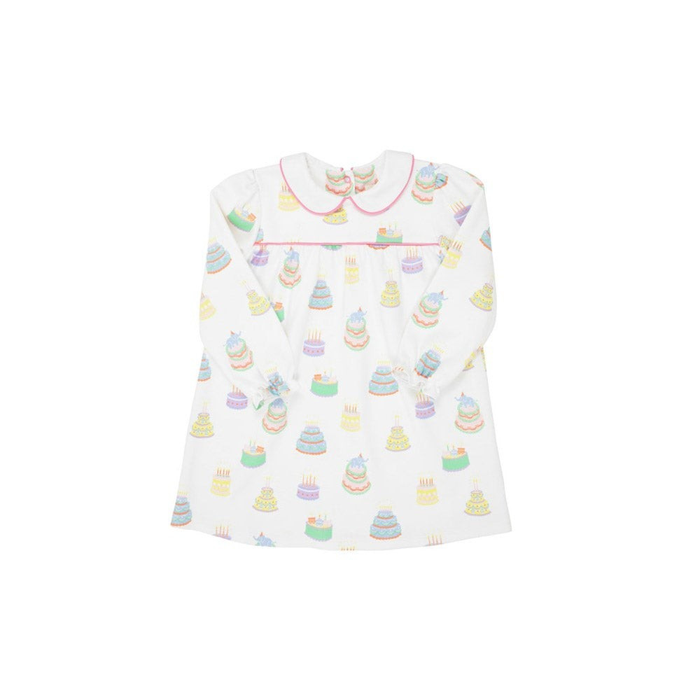 Long Sleeve Holly Day Dress - Piece of Cake with Hamptons Hot Pink | The Beaufort Bonnet Company