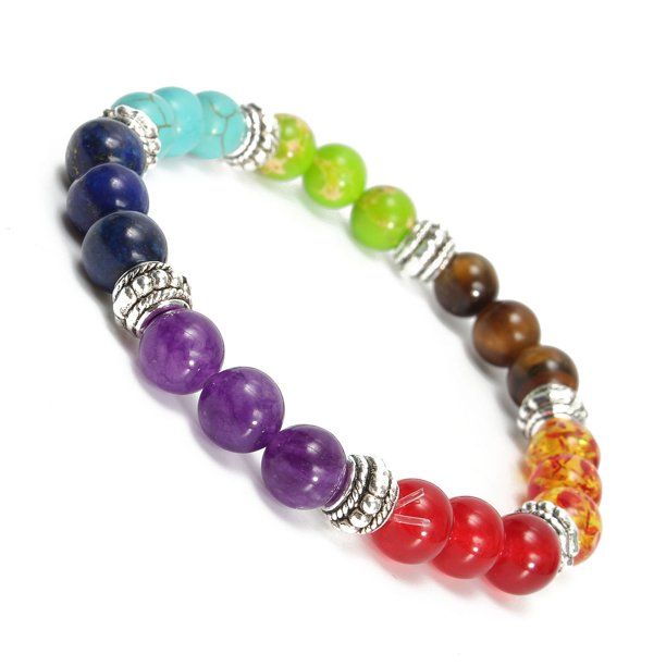 2Pcs Ramadan Bracelet 8mm Crystal Beads 7 Chakra Healing Diffuser Reiki Gemstone Bracelet Jewelry... | Walmart (US)