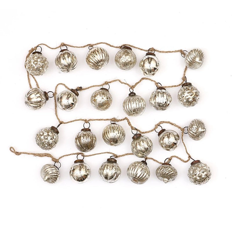 Embossed Mercury Glass Ornament Garland, 72 | Jansen Home