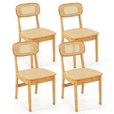 Tangkula Rattan Dining Chairs Set of 4 Kitchen Dining Chairs w/ Simulated Rattan Backrest | Target
