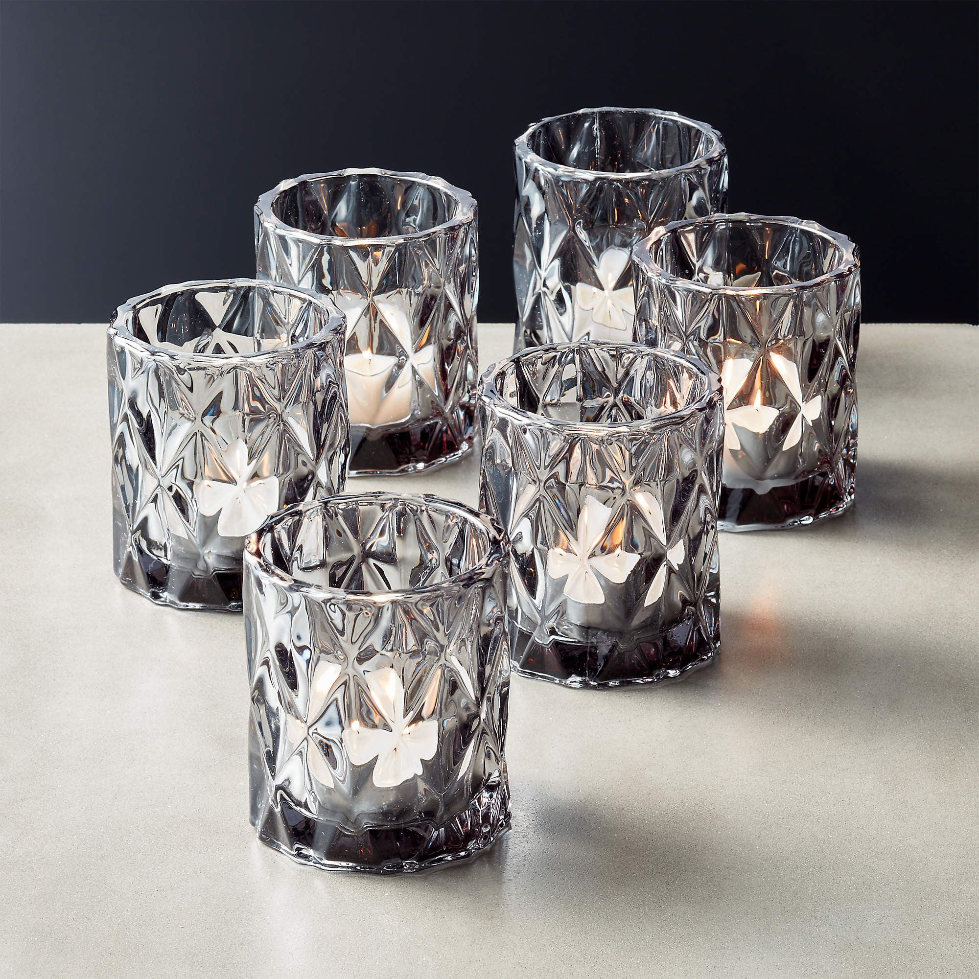 Betty Red Glass Tealight Candle Holders Set of 6 + Reviews | CB2 | CB2