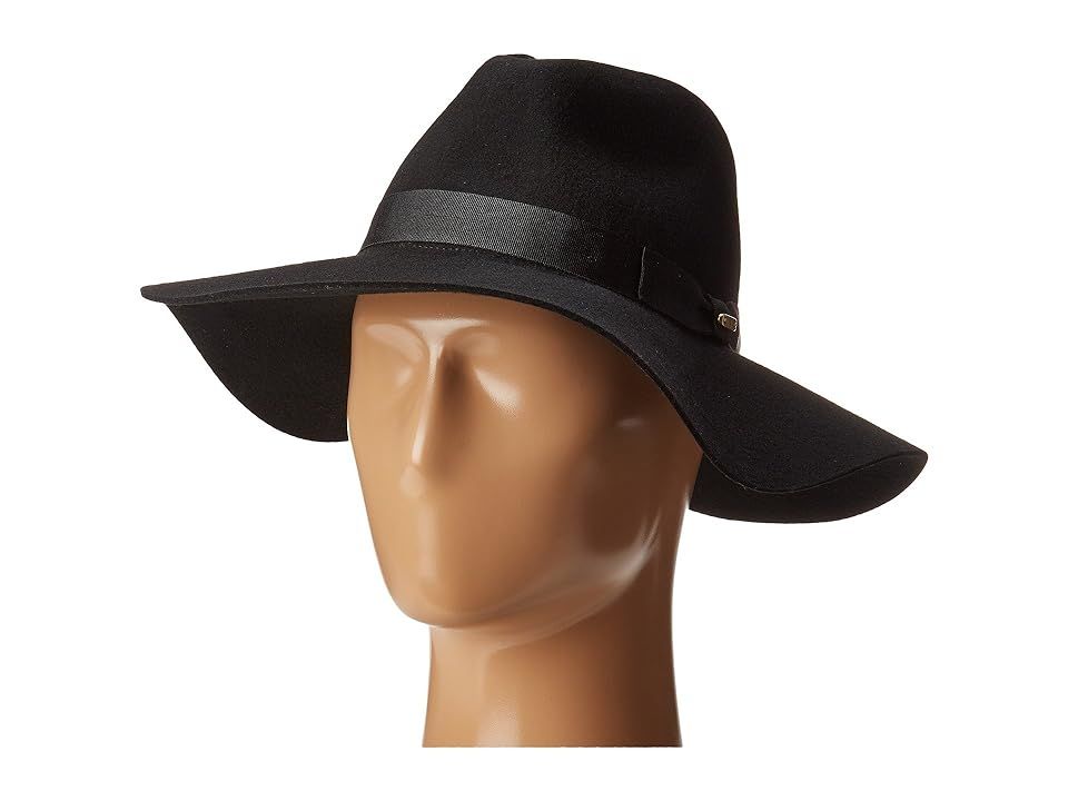 San Diego Hat Company WFH8049 Wide Flat Brim Fedora (Black) Fedora Hats | Zappos