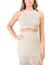 Sleeveless Crochet Metallic Knit Top | Marshalls