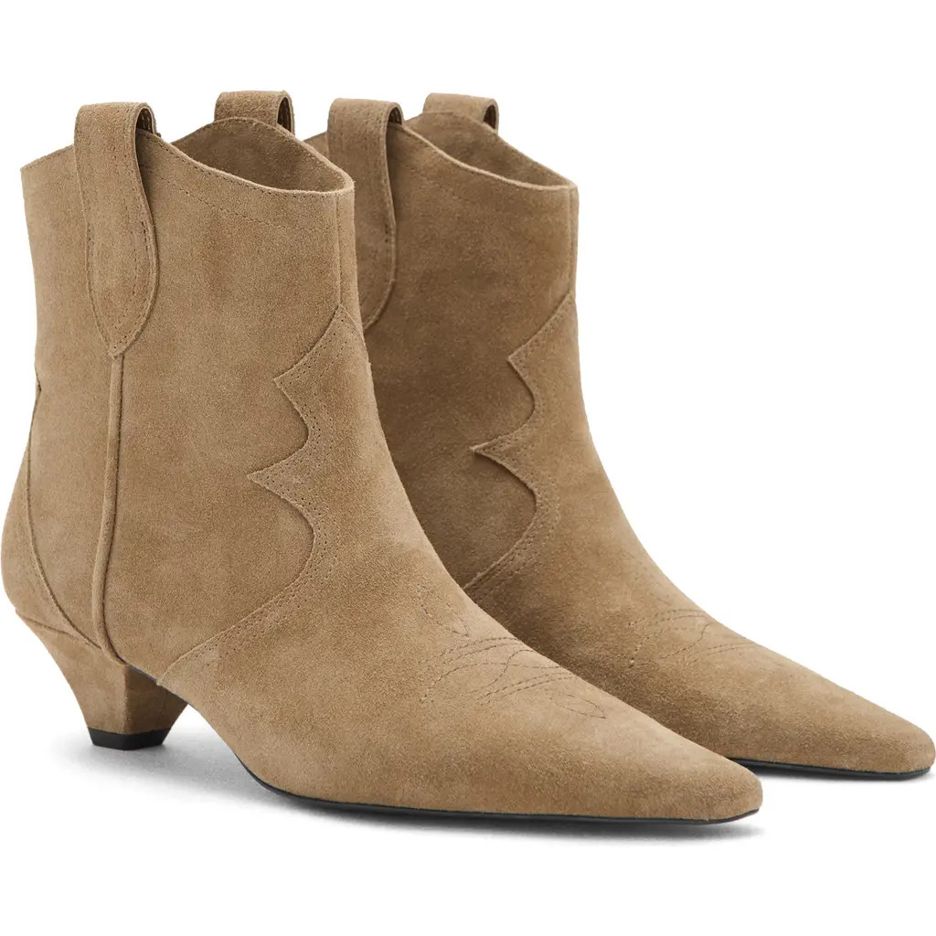 MANGO Suede Kitten Heel Ankle Boot in Sand at Nordstrom, Size 8.5Us | Nordstrom