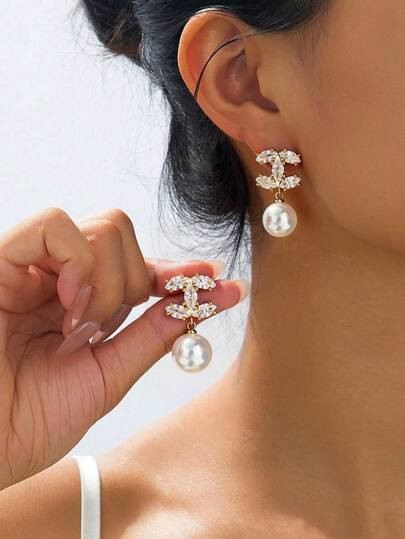 18K Gold Plated Elegant & Cute Copper Earrings, Suitable For Daily Wear And Gatherings - Size one-size | SHEIN