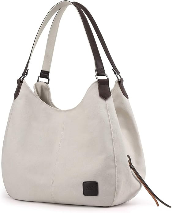 DOURR Women's Multi-pocket Shoulder Bag Fashion Cotton Canvas Handbag Tote Purse | Amazon (US)