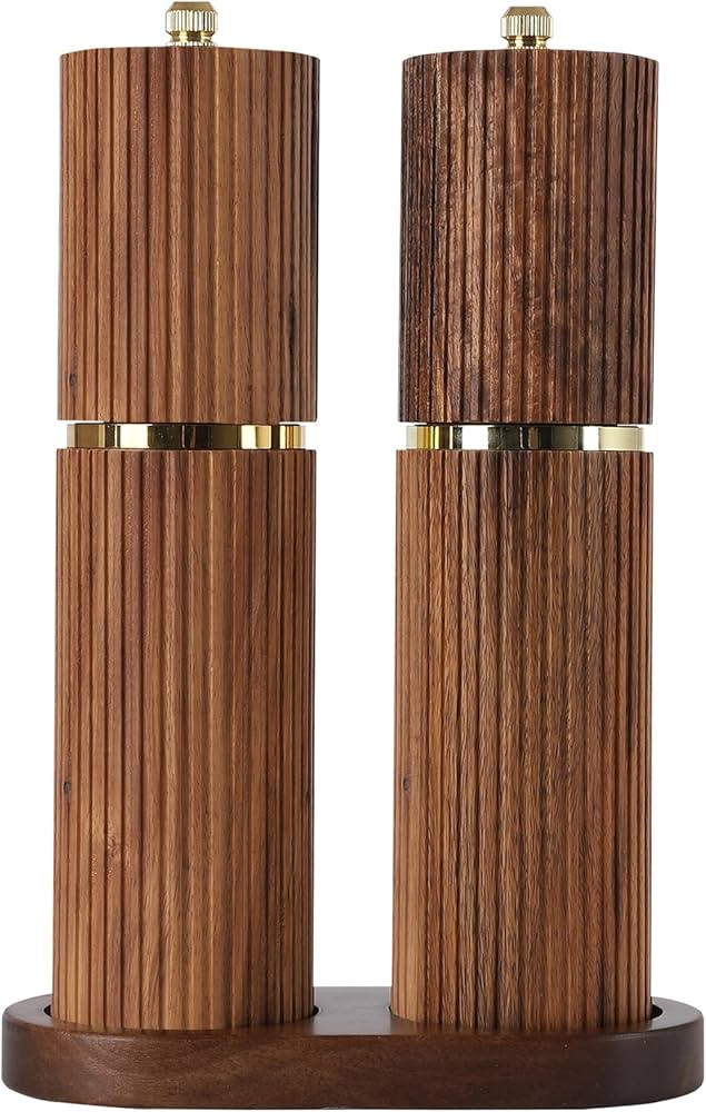 Wooden Salt and Pepper Grinder Set, Refillable Salt and Pepper grinder with adjustable Coarseness... | Amazon (US)