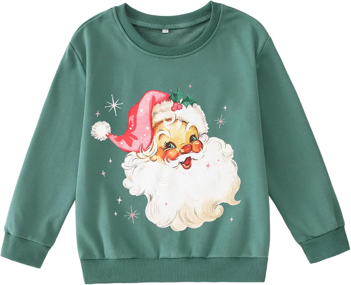 Ritatte Kids Girls Christmas Sweatshirts Retro Santa Claus Pullover Vintage Pink Santa Long Sleev... | Amazon (US)