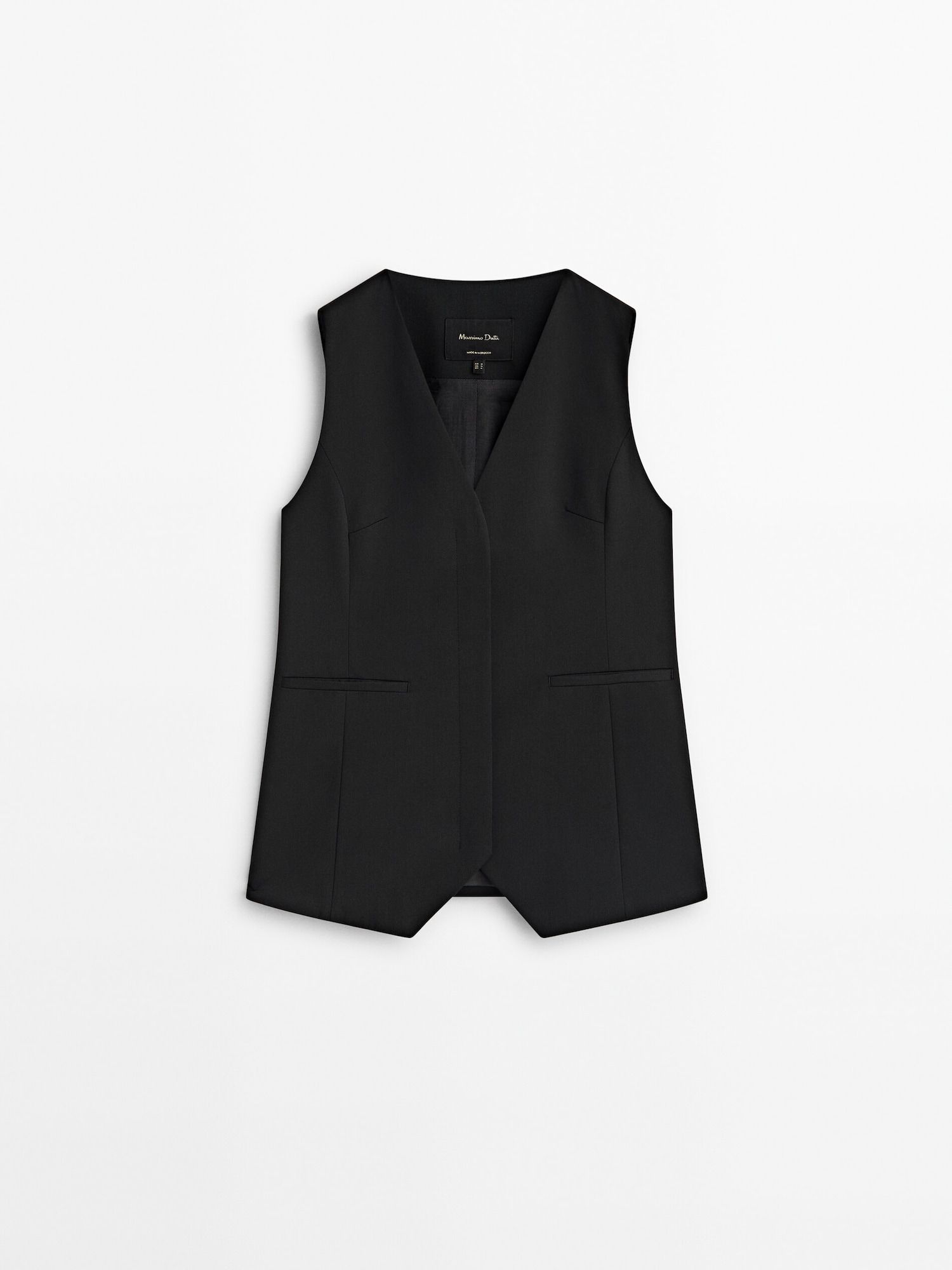 Long black suit waistcoat with hidden button | Massimo Dutti UK