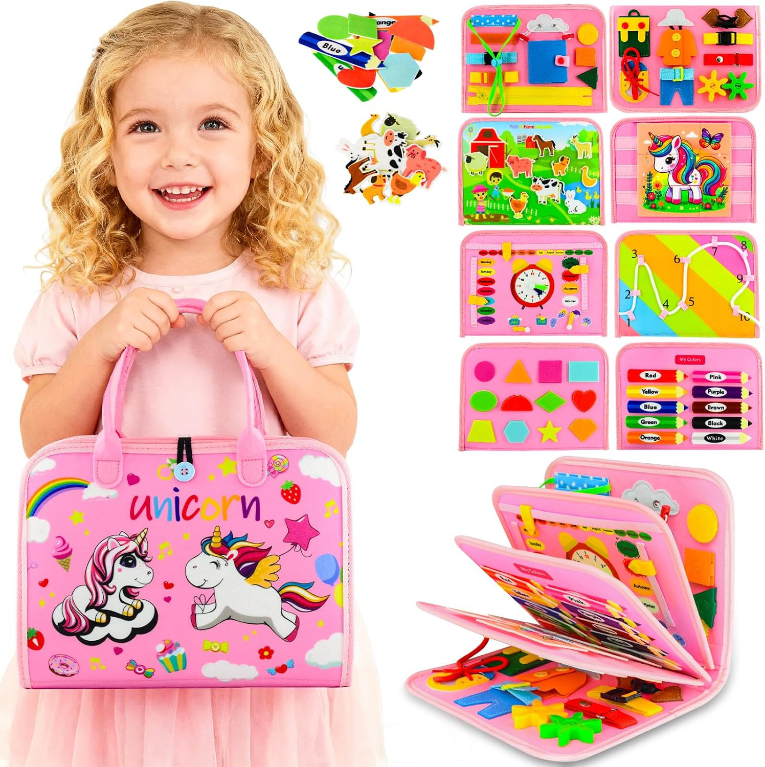 Busy Board Montessori Toys for Children,Felt Sensory Activity Board Sorting Toy for Kids | Amazon (US)