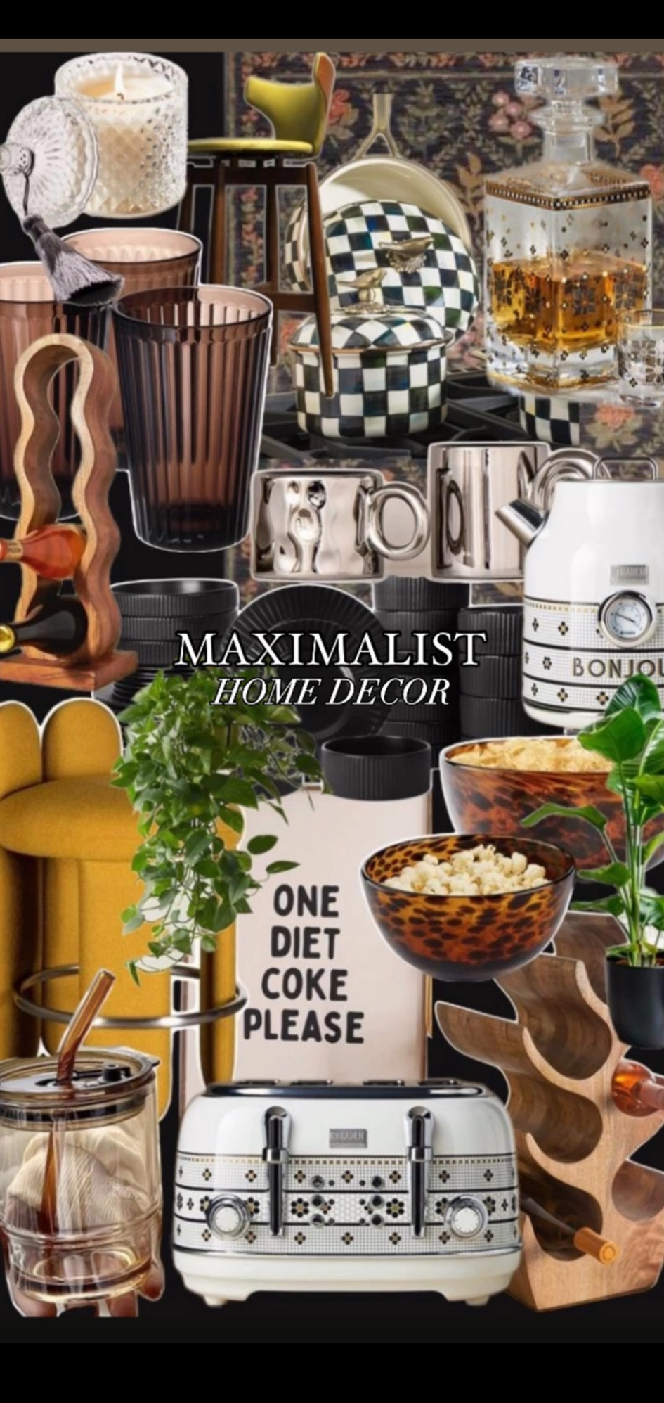 Maximalist home decor | eclectic home decor inspo | maximalist kitchen decor | eclectic kitchen decor 
#ltkmaximalist #ltkeclectic 

Yellow stool: Royal Stranger (royalstranger.com) 
Glazy Counter Stool Upholstery [make inquiries for on website]
Lago Moutarde.
Seat - Back Moutarde lacquered with glossy finish.
Footrest - Stainless steel with brushed finish.
(Couldn’t tag)

Brown glass set: IKEA - VARDAGEN glass, brown 10oz (couldn’t tag)



#LTKHome