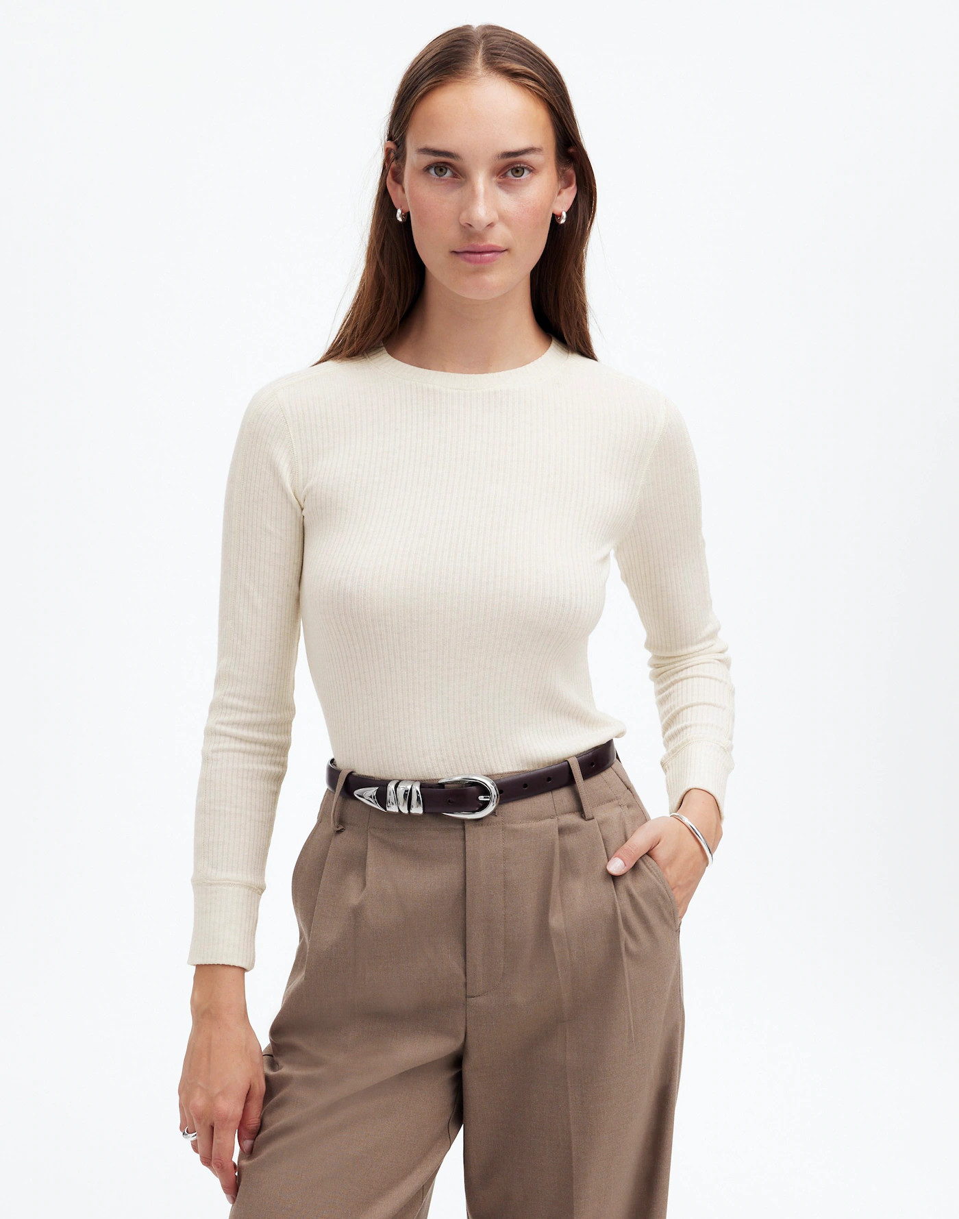 Ribbed Crewneck Long-Sleeve Tee | Madewell