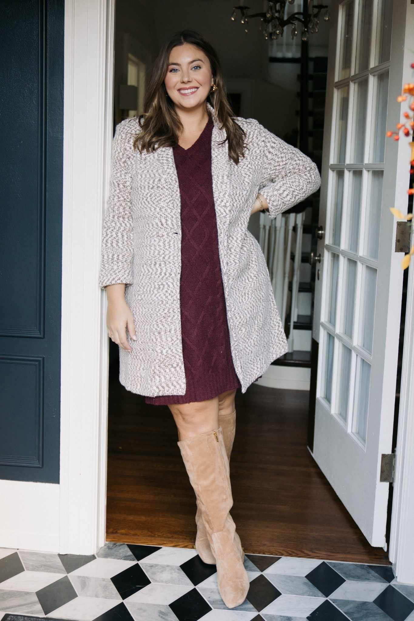 Holiday outfit inspo - Thanksgiving outfit inspo. Wearing size 1x in dress & jacket. 

#LTKHoliday #LTKPlusSize #LTKStyleTip