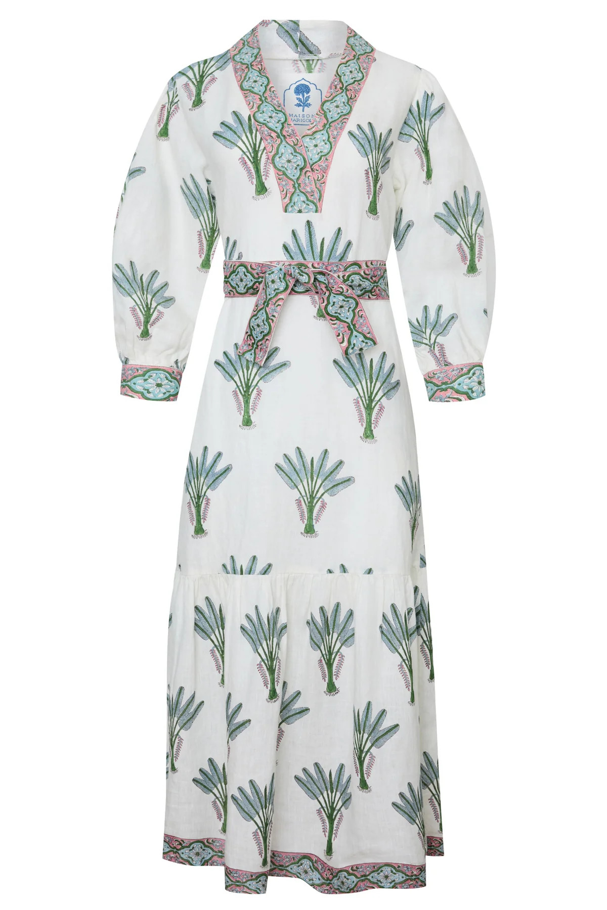 Capri Maxi Dress in Blue Palm | Over The Moon