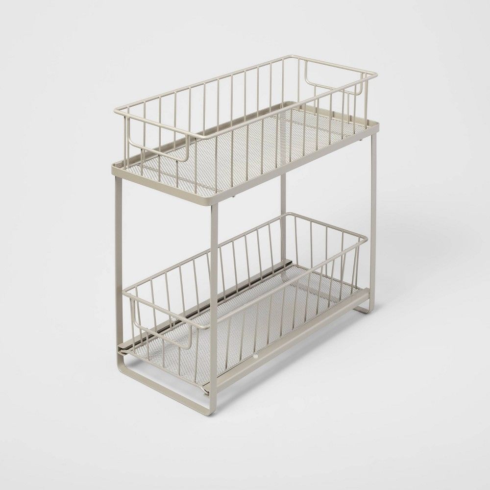 Two Tiered Slide Out Organizer Brushed Nickel - Brightroom | Target
