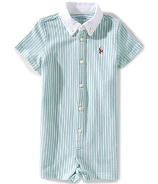 Ralph Lauren Baby Boys Short Sleeve Stripe Knit Oxford Shortall - 9 Months | Dillard's