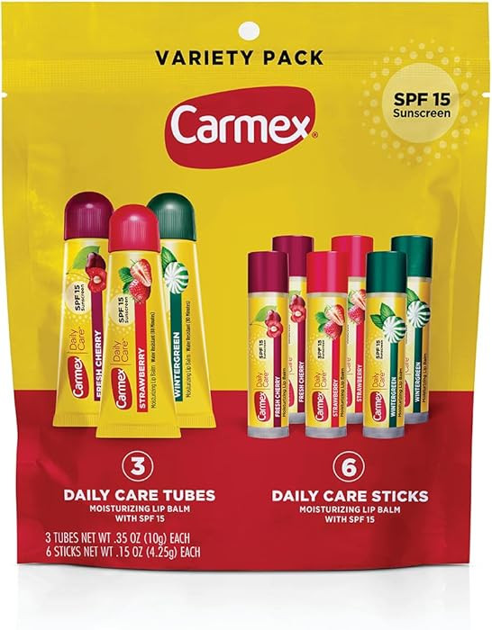 Carmex Daily Care Moisturizing Lip Balm Pack, SPF 15, Multi-Flavor Lip Care Variety Pack Bag, 9 C... | Amazon (US)