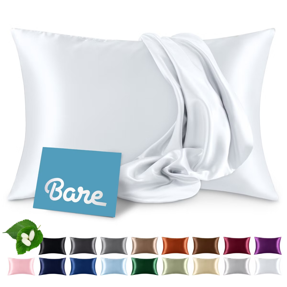 1 Pc 100% Mulberry Silk, 19 Momme, King - Zipper, White Pillowcase - Bare Home | Target